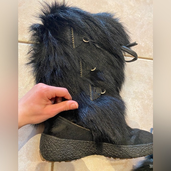 Pajar Goat Hair Fur Scarlet Apres Ski Fleece Lined Black Winter Boots Size 39 - Picture 9 of 16